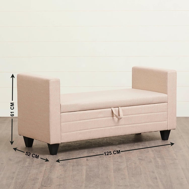 Helios Centrio Fabric 2-Seater Sofa Bench with Storage - Beige