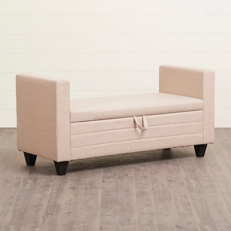 Helios Centrio Fabric 2-Seater Sofa Bench with Storage - Beige