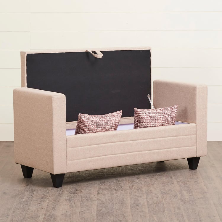 Helios Centrio Fabric 2-Seater Sofa Bench with Storage - Beige