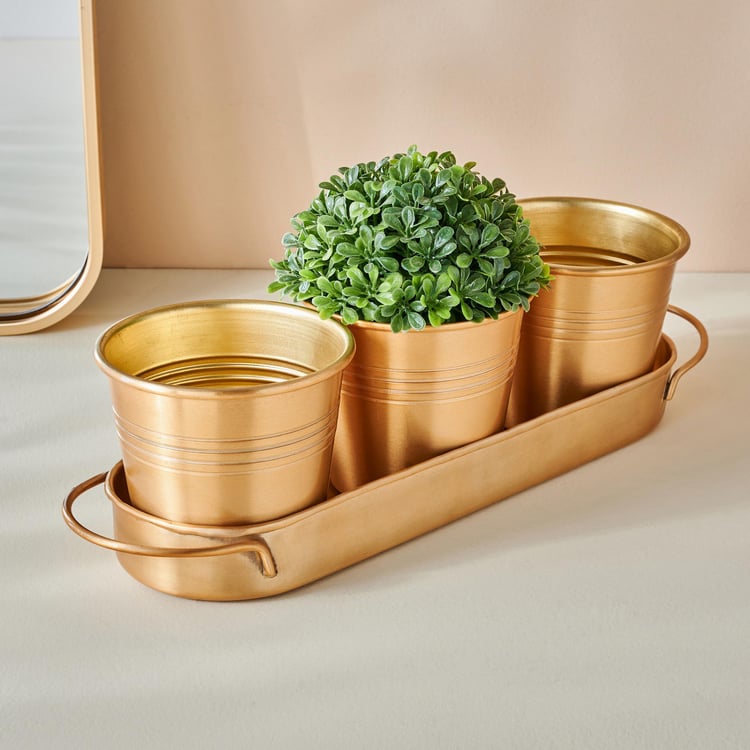 Gloria Set of 3 Metal Planters with Tray