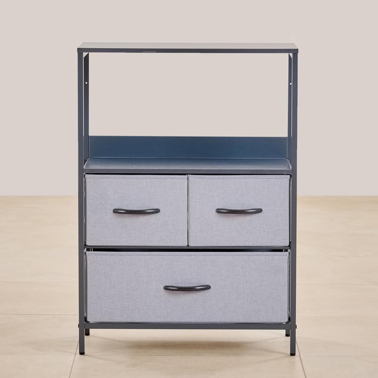 Helios Ethan Metal 3-Tier Multipurpose Cabinet - Grey