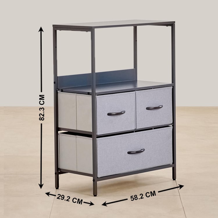 Helios Ethan Metal 3-Tier Multipurpose Cabinet - Grey