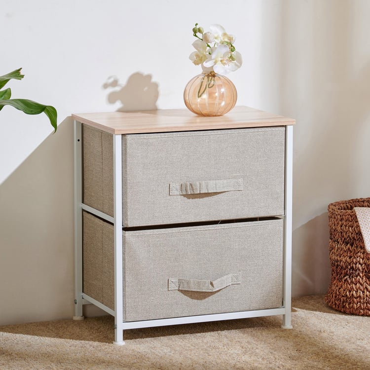 Helios Ethan Metal 2-Tier Multipurpose Cabinet - Beige