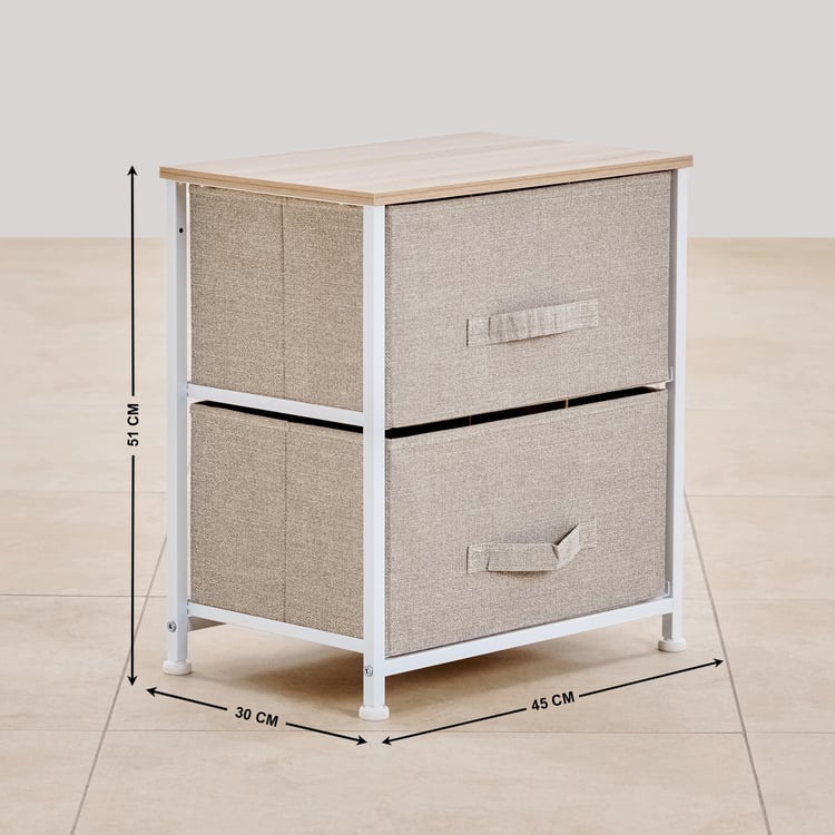 Helios Ethan Metal 2-Tier Multipurpose Cabinet - Beige