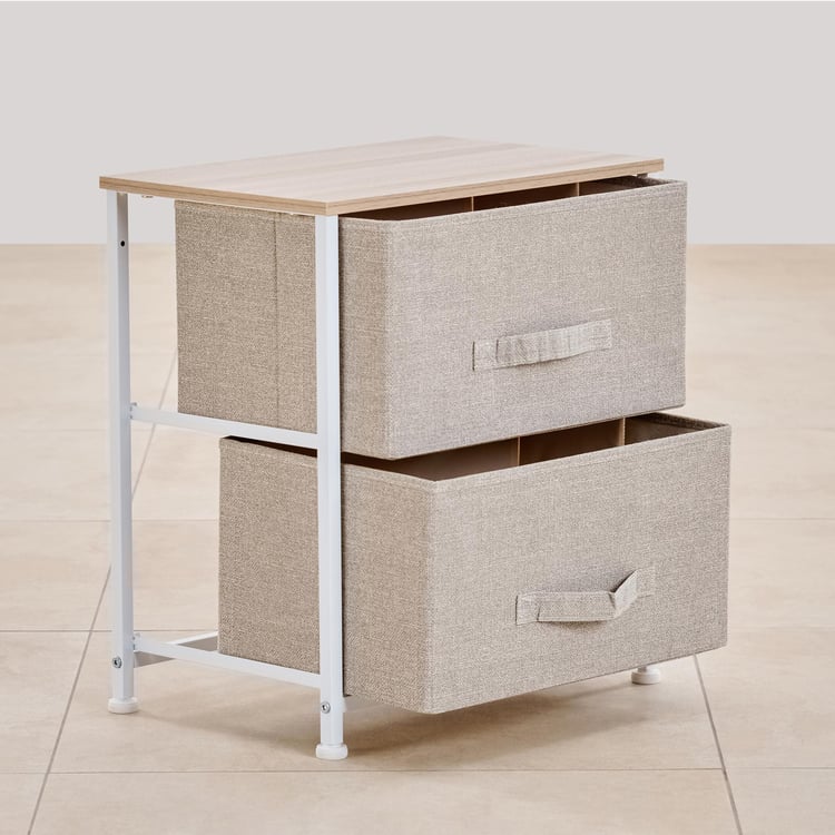 Helios Ethan Metal 2-Tier Multipurpose Cabinet - Beige