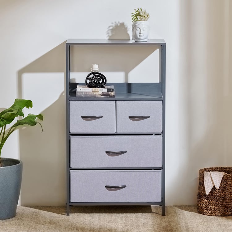 Helios Ethan Metal 4-Tier Multipurpose Cabinet - Grey