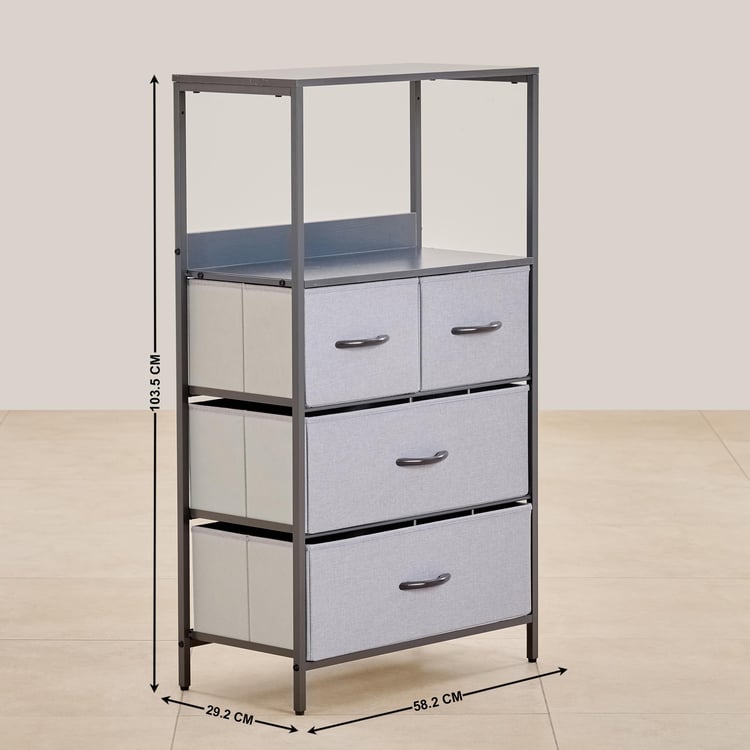 Helios Ethan Metal 4-Tier Multipurpose Cabinet - Grey