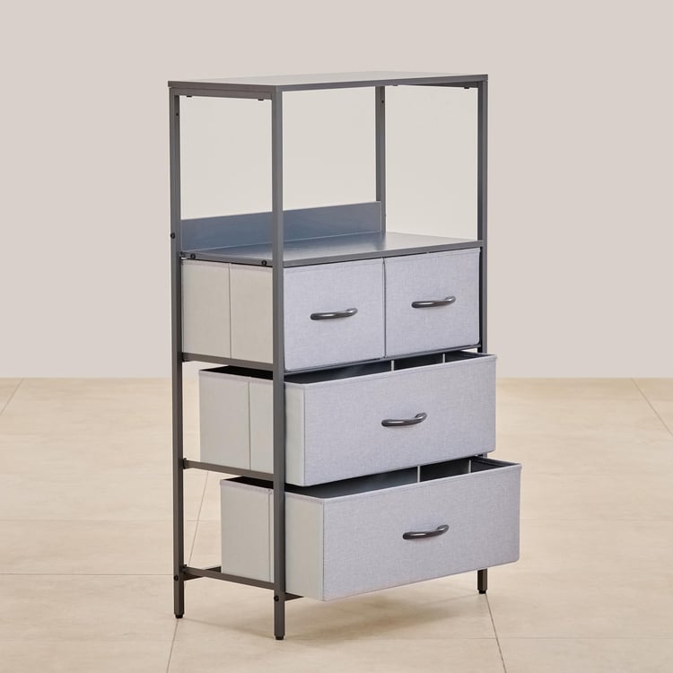 Helios Ethan Metal 4-Tier Multipurpose Cabinet - Grey