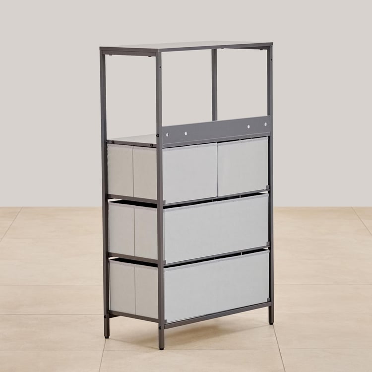 Helios Ethan Metal 4-Tier Multipurpose Cabinet - Grey