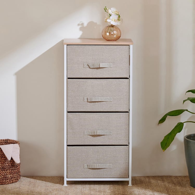 Helios Ethan Metal 4-Tier Multipurpose Cabinet - Beige