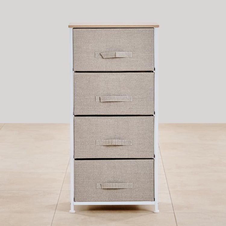 Helios Ethan Metal 4-Tier Multipurpose Cabinet - Beige