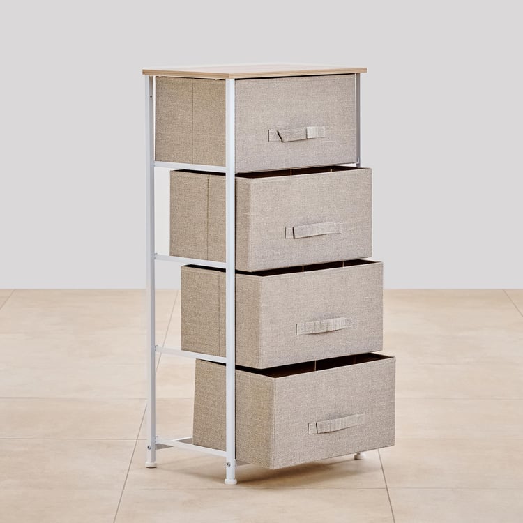 Helios Ethan Metal 4-Tier Multipurpose Cabinet - Beige