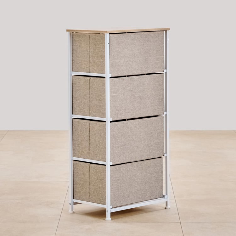 Helios Ethan Metal 4-Tier Multipurpose Cabinet - Beige