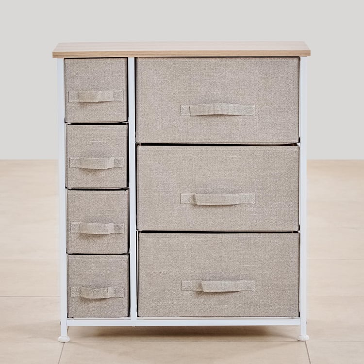 Helios Ethan Metal 7-Tier Multipurpose Cabinet - Beige