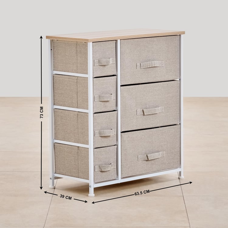 Helios Ethan Metal 7-Tier Multipurpose Cabinet - Beige