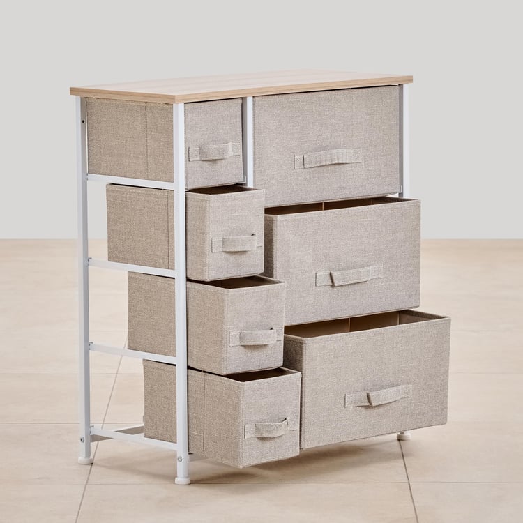 Helios Ethan Metal 7-Tier Multipurpose Cabinet - Beige