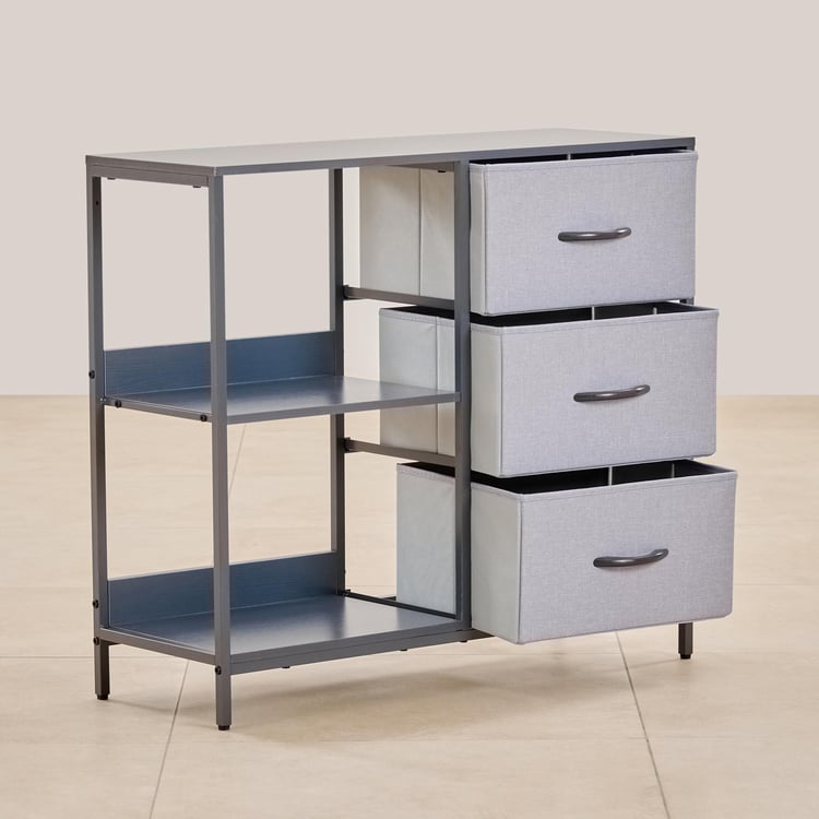 Helios Ethan Metal 3-Tier Multipurpose Cabinet - Grey