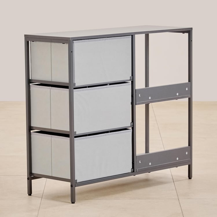 Helios Ethan Metal 3-Tier Multipurpose Cabinet - Grey