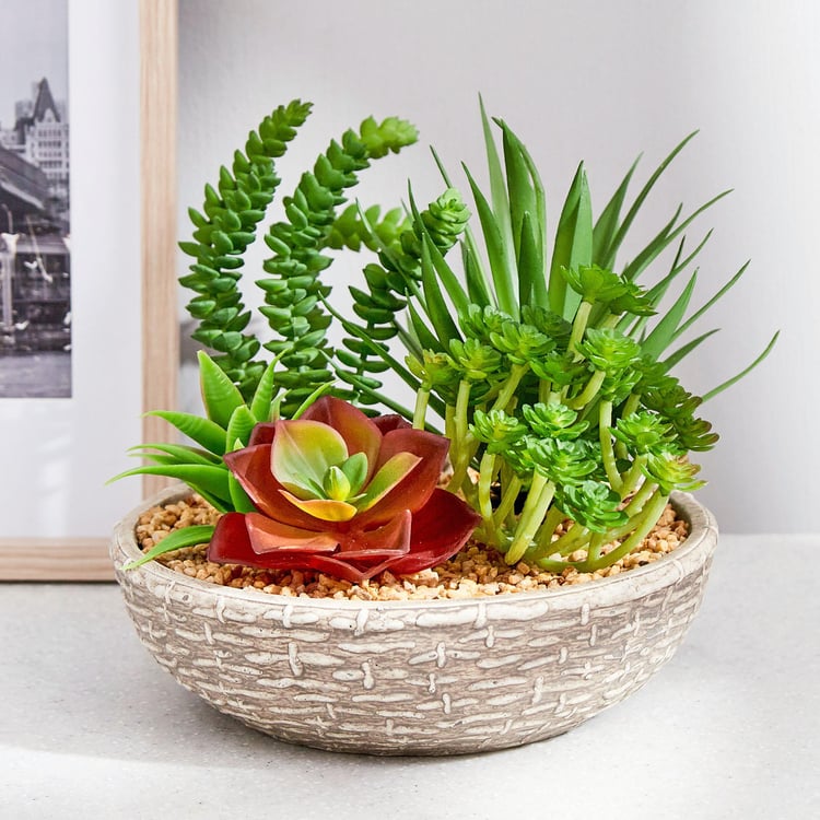 Fern Living Artificial Plants with Cement Pot