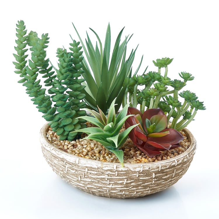 Fern Living Artificial Plants with Cement Pot