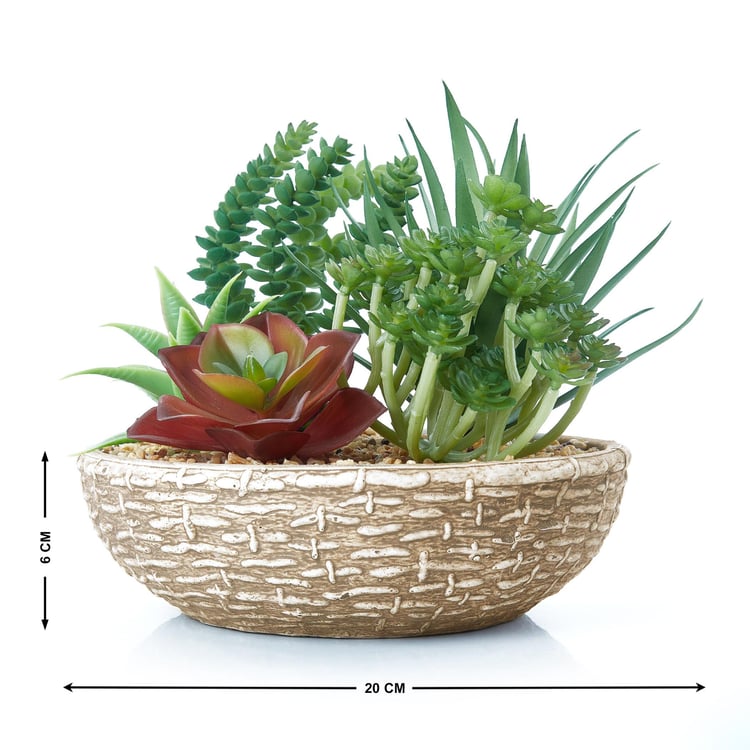 Fern Living Artificial Plants with Cement Pot