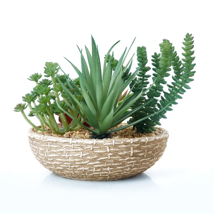 Fern Living Artificial Plants with Cement Pot
