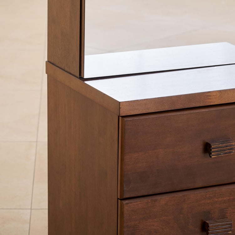 (Refurbished) Takeshi Dresser Mirror with Drawers - Brown