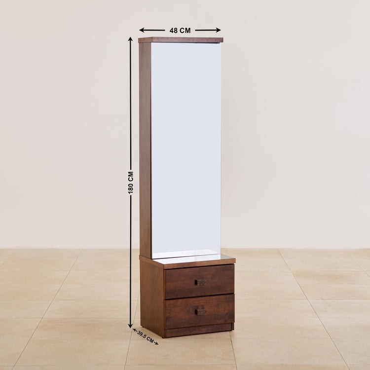 (Refurbished) Takeshi Dresser Mirror with Drawers - Brown