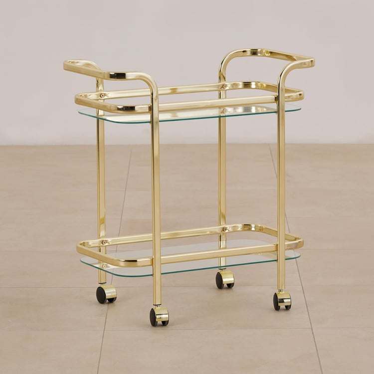 (Refurbished) Montoya Serving Trolley - Gold