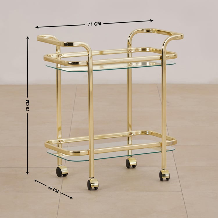 (Refurbished) Montoya Serving Trolley - Gold