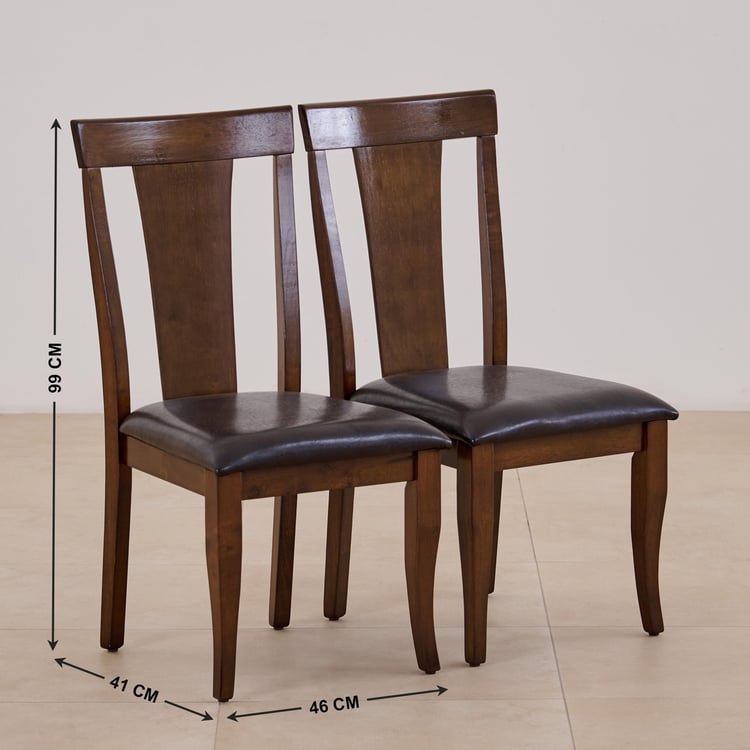 (Refurbished) Rio Set of 2 Solid Wood Dining Chairs - Brown