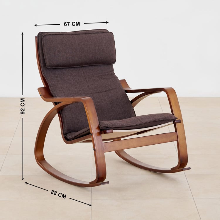 (Refurbished) Aylen Fabric Rocking Chair Brown