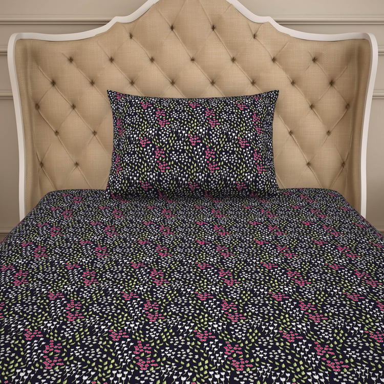 SPACES Adonia Cotton 144TC Floral Printed 2Pcs Single Bedsheet Set