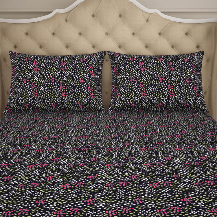 SPACES Adonia Cotton 144TC Printed 3Pcs Queen Bedsheet Set