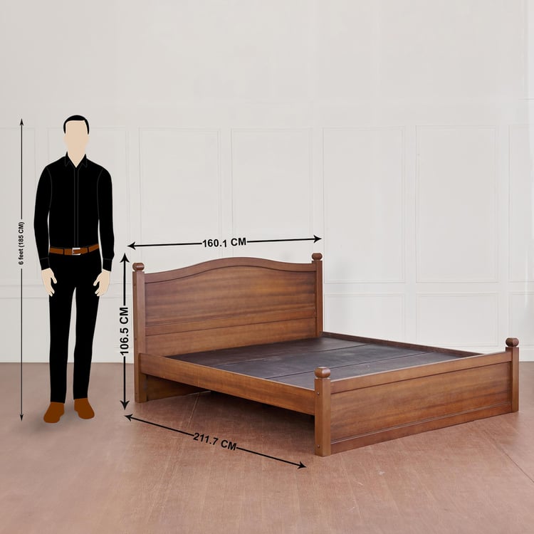 Cleopatra Solid Wood Queen Bed - Brown