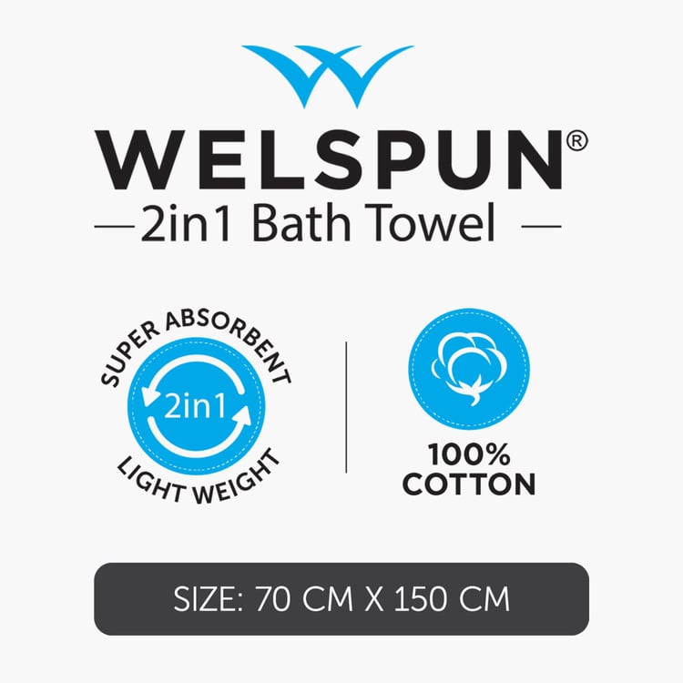 WELSPUN 2-In-1 Cotton Striped Bath Towel - 150x70cm