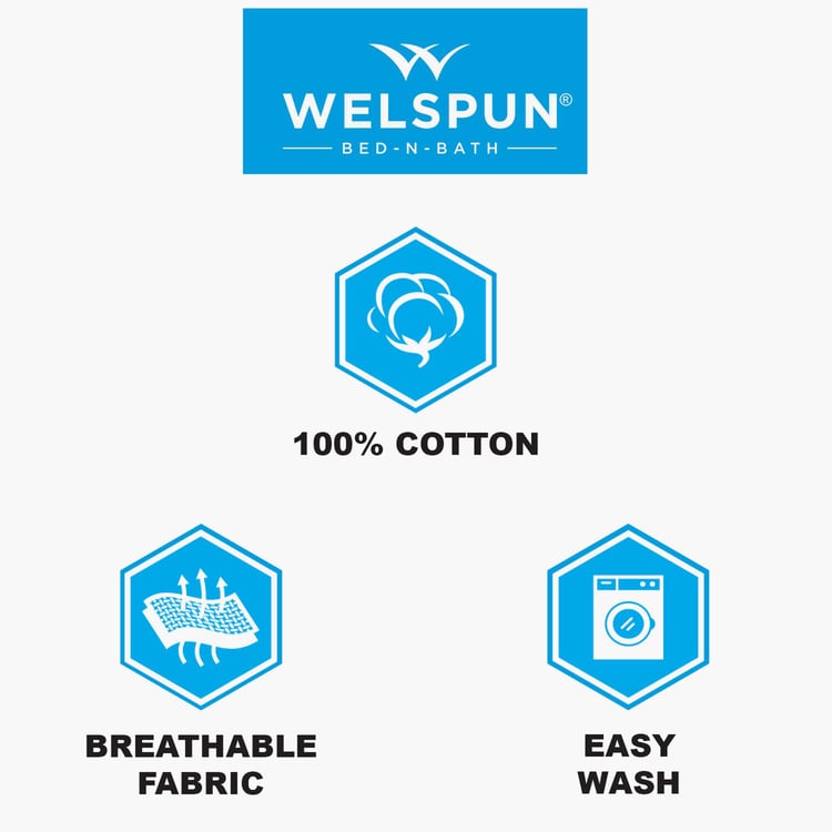 WELSPUN Seasons Best Cotton 104TC Printed 3Pcs Queen Bedsheet Set