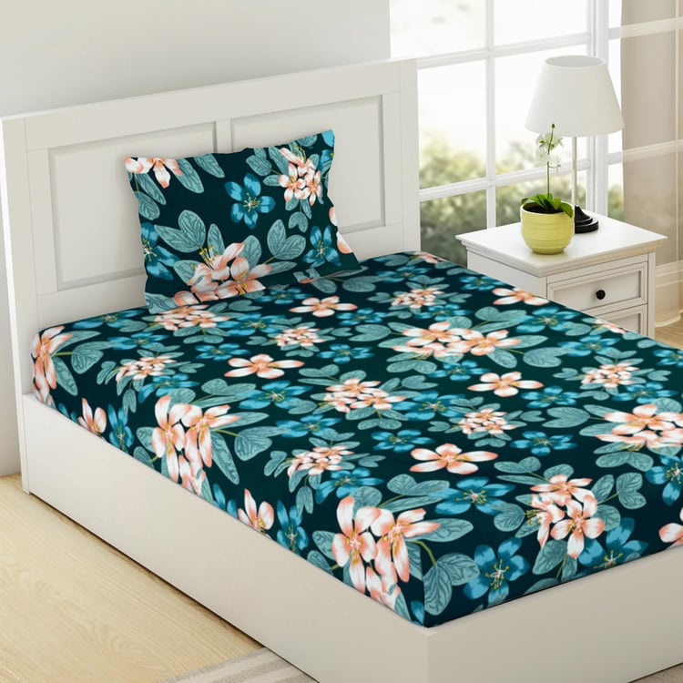 WELSPUN Shimmer Cotton Floral Printed 2Pcs Single Bedsheet Set