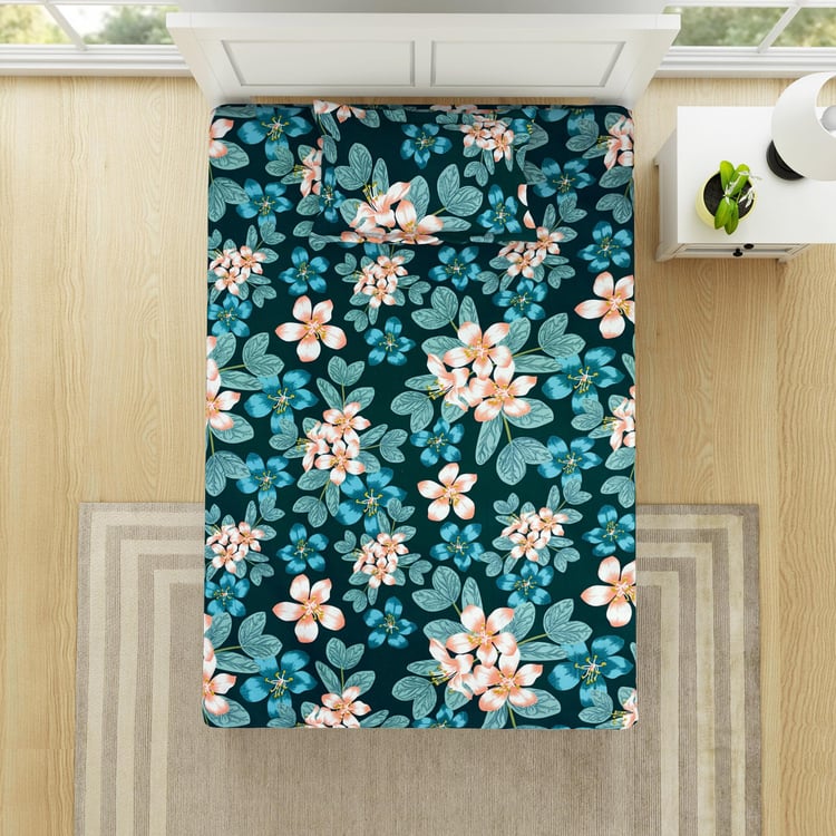 WELSPUN Shimmer Cotton Floral Printed 2Pcs Single Bedsheet Set