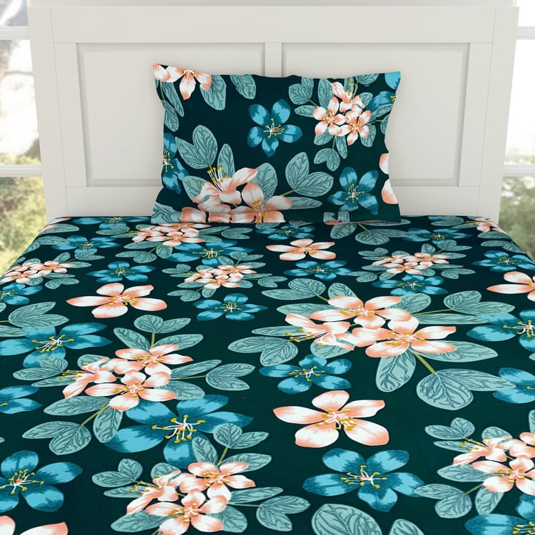 WELSPUN Shimmer Cotton Floral Printed 2Pcs Single Bedsheet Set