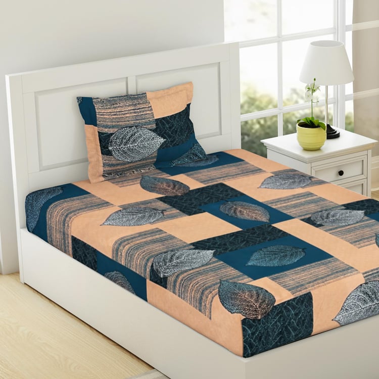 WELSPUN Shimmer Nature Microfibre Printed 2Pcs Single Bedsheet Set