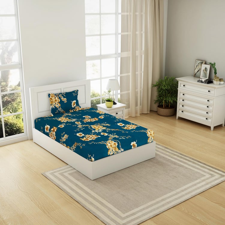 WELSPUN Shimmer Cotton Floral Printed 2Pcs Single Bedsheet Set