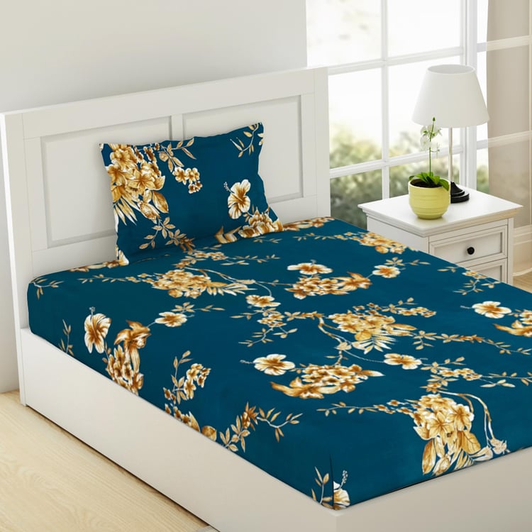 WELSPUN Shimmer Cotton Floral Printed 2Pcs Single Bedsheet Set