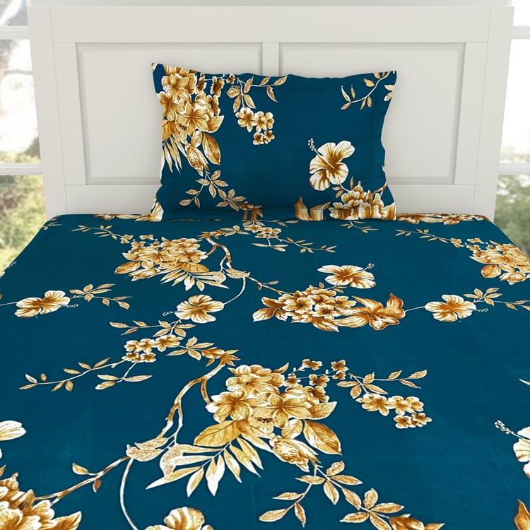 WELSPUN Shimmer Cotton Floral Printed 2Pcs Single Bedsheet Set