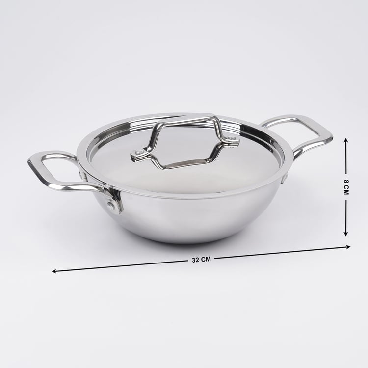 Valeria Carin Stainless Steel Kadhai with Lid - 1.6L