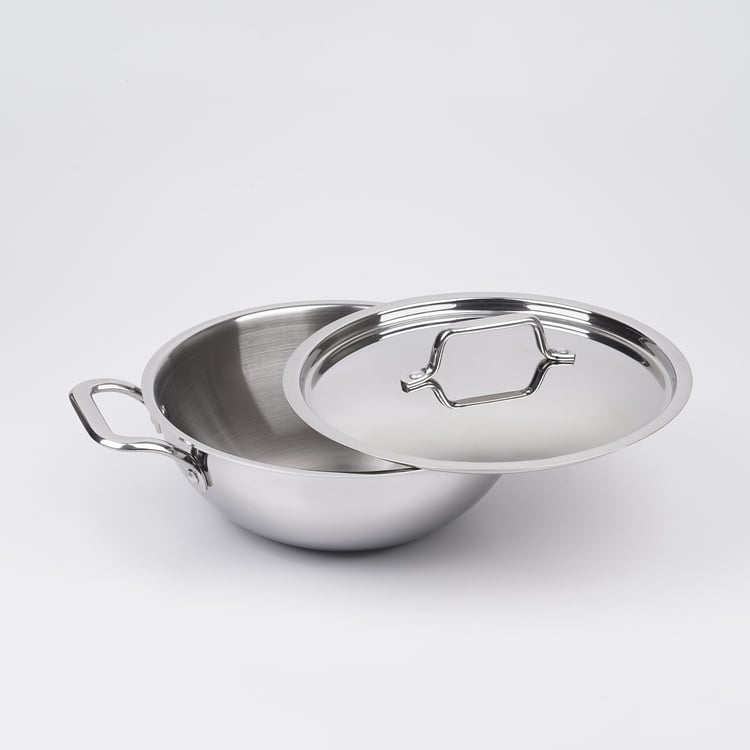 Valeria Carin Stainless Steel Induction Kadhai with Lid - 2.5L