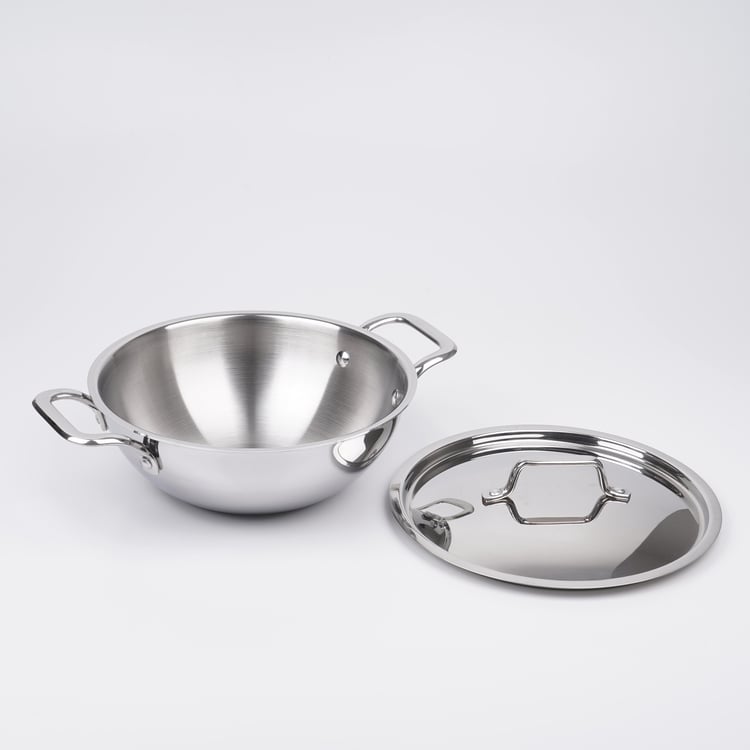 Valeria Carin Stainless Steel Induction Kadhai with Lid - 2.5L