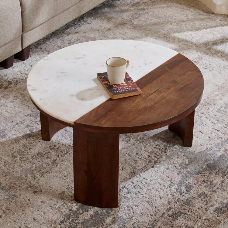 Abby Marble Top Coffee Table - Brown