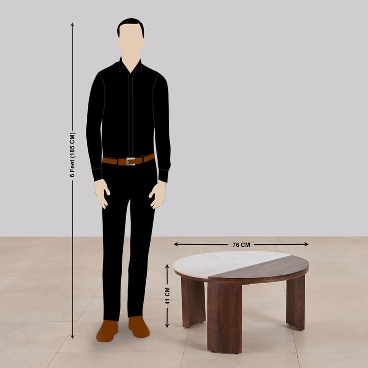 Abby Marble Top Coffee Table - Brown