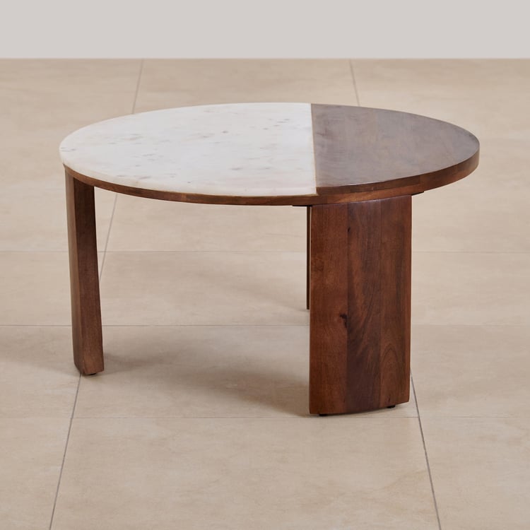 Abby Marble Top Coffee Table - Brown
